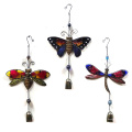 2 Asst Jardín Metal Mariposa W. Vitral Windbell Artesanía